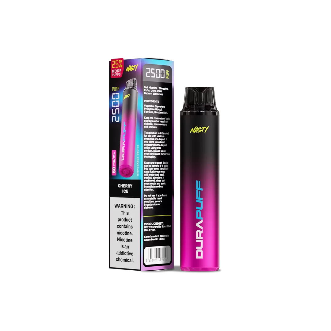 Nasty_DuraPuff_2500_Strong_-_Cherry_Ice_-_50mg NASTY 25OO PUFF CHERRY ICE – Image 1