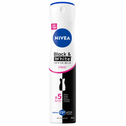 Nivea Black & White Invisible Clear – Déodorant Spray Anti-Transpirant 72H