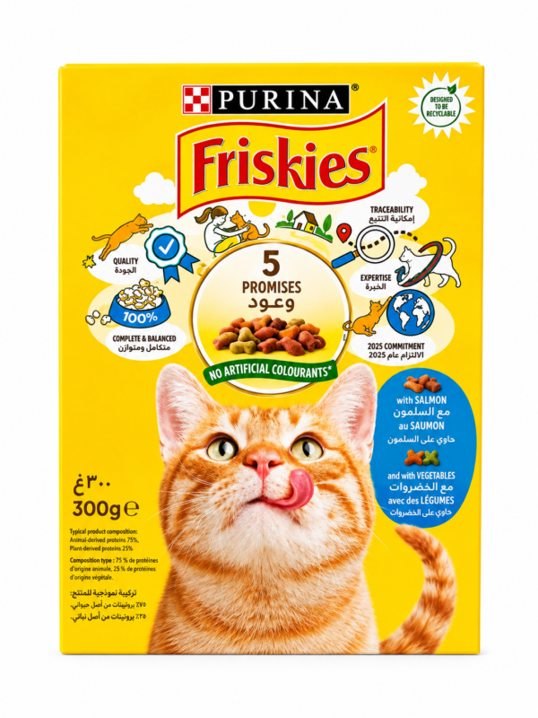 Friskies Croquettes pour Chat – Saumon & Légumes 300 g