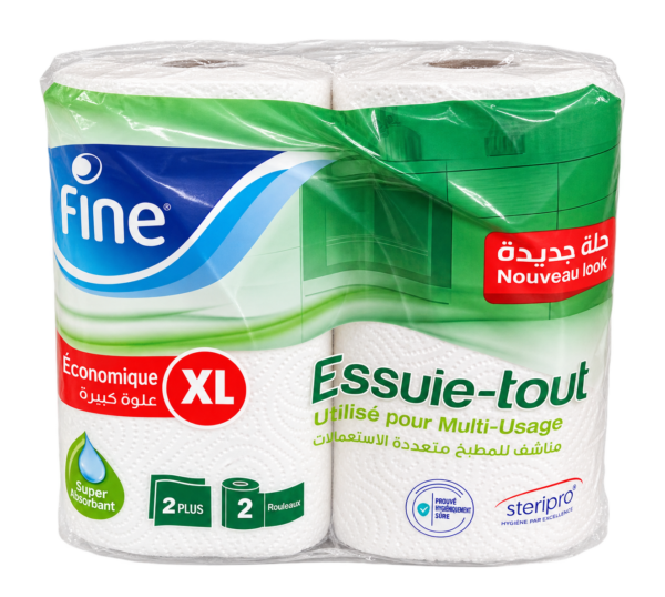 Fine Essuie-Tout XL Super Absorbant – 2 Rouleaux