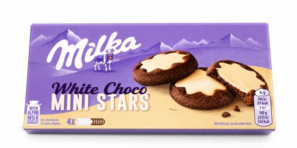 Milka White Choco Mini Stars – Biscuits au chocolat blanc